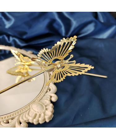 Gold Butterfly Hair Stick Set - 2 Packs Hair Chopsticks Chinese Hairpin for Women Girls Long Hair - Chignon Pin - 2 Count - Buy Online on GoSupps.com