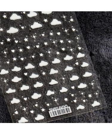 Nails Beauty Self-adhesive Back Glue Nail Supplies Nails Sticker for Summer Nail Art Decorations Nail Art Sticker Star Cloud Nail Sticker(White Clouds) - Buy Online on GoSupps.com