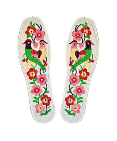 Embroidered Handmade Insoles Cotton Sockless Insoles Barefoot Inserts 9