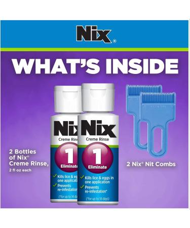 Nix Lice Killing Cr me Rinse Family Pack - 2 oz + 2 Nit Combs | Effective Lice Treatment - Buy Online on GoSupps.com