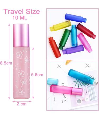 Alledomain 6Pcs 10ml Essential Oil Roller Bottles Refillable Empty Colorful Printed Frosted Glass Roll on Bottles Clear Roll Bottles with Stainless Steel Roller Balls Include 1 Dropper & Opener - Buy Online on GoSupps.com