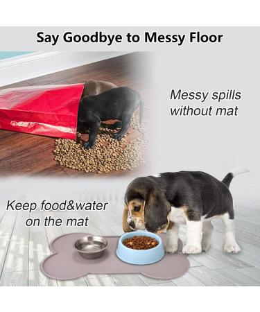 Dog Bowl Mat - Silicone Pet Mat for Food and Water - Waterproof Feeding Tray with Lip - Dark Grey - 17.7 x 11.8 - Buy Online on GoSupps.com