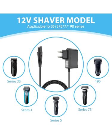 Charger Adapter 12V for Braun Electric Shavers Series 1-9 | Replacement Power Cable with Multiple Protection (0.4 A) - Buy Online on GoSupps.com