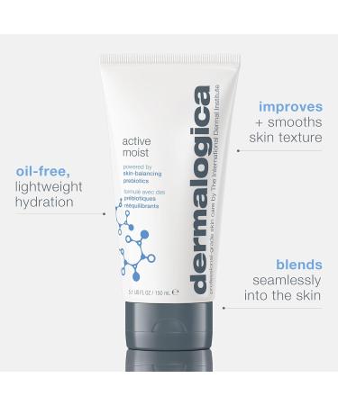 Dermalogica Active Moist Moisturiser 150ml - Provides Oil-free Hydration Easy-to-apply Formula with Prebiotic Moisture Complex Improves Surface Texture & Helps to Refine Skin for All Skin Types - Buy Online on GoSupps.com