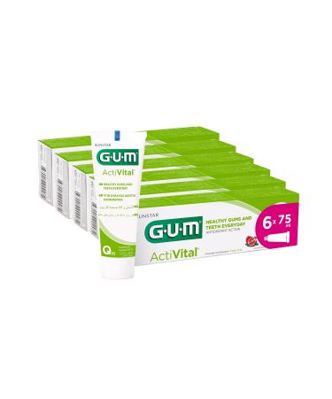 Gum Activital toothpaste |Healthy gums and healthy teeth - every dayAnti-plaque and antioxidant mode of actionPeppermint taste |6 x 75 (with 1 free test) - Buy Online on GoSupps.com