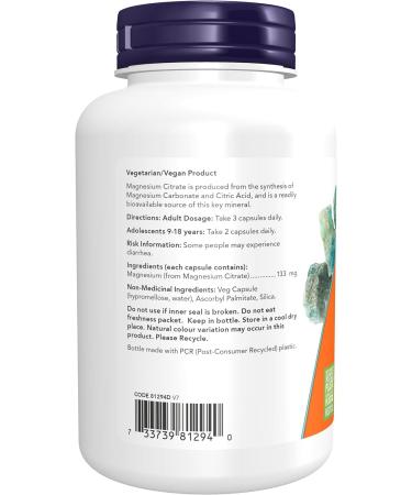 Now Foods Magnesium Citrate 133mg 120vcap - Buy Online on GoSupps.com