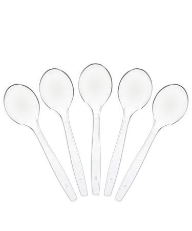 Plasticpro Disposable Clear Plastic Soup Spoons Heavyweight Utensils Pack of 100 Count 100 Soup Spoons