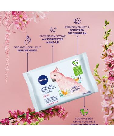 Nivea 3in1 Hello Beautiful Micelle Cleansing Towels - 25 Gentle Facial Makeup Remover Towels with Vitamin E (Pack of 5) - Ideal for All Skin Types Removes Waterproof Mascara - Buy Online on GoSupps.com