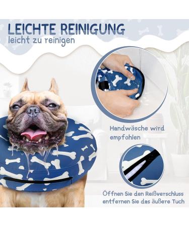 Supet Rewrise Dog Inflatable Collar - Comfortable & Adjustable Post-Surgery Pet Protection (XL Blue Bones 35.6-45.7cm) - Buy Online on GoSupps.com