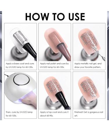 Metallic Painting Gel Nail Polish Mirror Silver Liner Gel Polish 3D Metal Painting Nail Polish Drawing Mirror Nail Gel Polish Nail Liner Painting Gel DIY Nail Manicure (Silver) - Buy Online on GoSupps.com