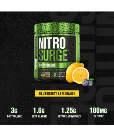 NITROSURGE Pre Workout Supplement - Endless Energy, Instant Strength Gains, Clear Focus & Intense Pumps - Blueberry Lemonade Flavor, Nitric Oxide Booster, 30 Servings - Buy Online on GoSupps.com