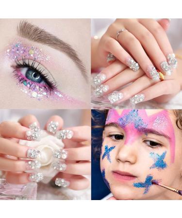 Howaf 6 Boxes Nail Glitter Sequins | 800PCs Stick Stones Brushes & Tweezers | Crystal Self-Adhesive Makeup Decoration for Nails & Body - Buy Online on GoSupps.com
