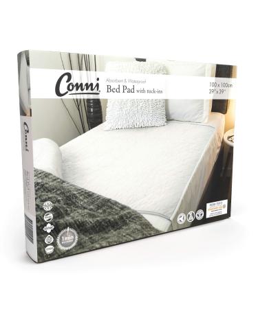 Conni reusable bed protection (blanket) absorbent waterproof and washable surface with incontinence bedwetting and excessive sweating white 100 x 100 cm