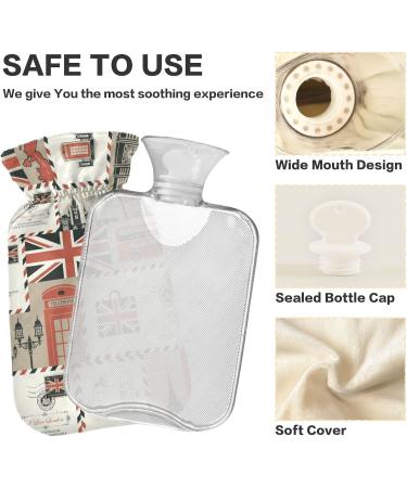 Naanle London Letter Heat Bottle - 1L Transparent Hot Water Bottle for Bed Hand & Feet Warmer | Pain Relief & Cold Therapy - Buy Online on GoSupps.com