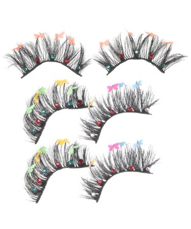 FOMIYES 3 Pairs Fake Eyelashes Halloween Decor False Lashes False Eyelashes Fake Lashes Makeup Accessories Makeup Supplies Wispy Eyelashes Women Eyelashes Slim Chemical Fiber Extend