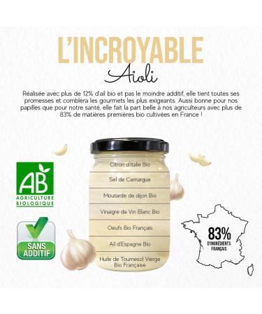 Set of 3 Gourmet Sauces - 1 Aioli Sauce 1 B arnaise Sauce & 1 Sauce 3 Peppers - Gourmet & Healthy Flavors - Organic & French - Buy Online on GoSupps.com