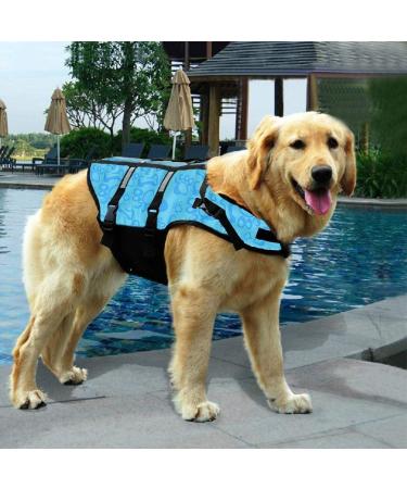 Dog Life Jacket - XS Blue Bones Swimming Safety Vest for Small & Big Dogs with Handle - Buy Online on GoSupps.com