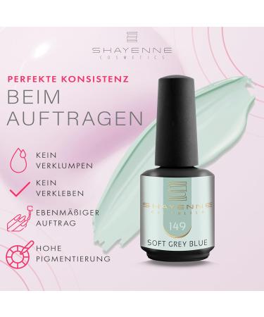 Shayenne Made in Germany Shellac Gel Nail Polish 15 ml for UV LED Lamp | 149 Soft Grey Blue Grey Blue | Gel Nail Polish for UV Nail Lamp | LED Nail Polish Gel Polish Nail Gel - Buy Online on GoSupps.com
