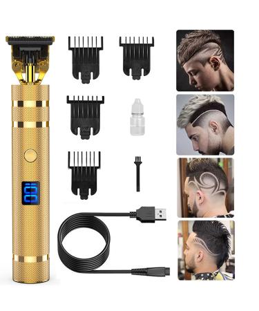 Professional Hair Trimmer for Men,Keasen Mens Hair Clippers Zero Gapped T Blade Trimmer T Liners Clippers Cordless Rechargeable,Electric Pro Li Outline Trimmer Edgers Clipper Close Cutting Trimmer Kit Gold