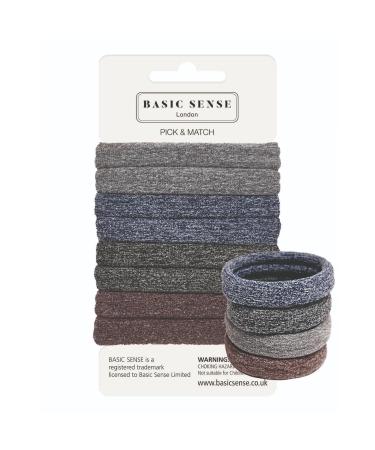 Basic Sense Gym Hair Ties - Unique Soft Jersey Bobbles Strong Hold Seamless Elastics Metal-Free for Active Lifestyles Grey
