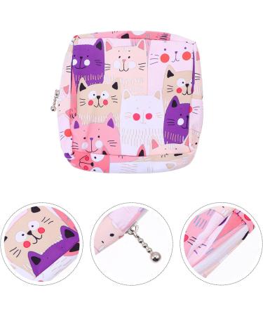 Cat Design Sanitary Napkin Storage Bag with Zipper - Multifunctional Holder for Teen Girls and Women (Assorted Color) - Buy Online on GoSupps.com