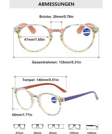 Buy Lanomi Women's Blue Light Filter Glasses - Retro Floral Design Anti-Blue Light Reading Aid (1.0 to 4.0 Diopters) - International Shipping Available - Buy Online on GoSupps.com
