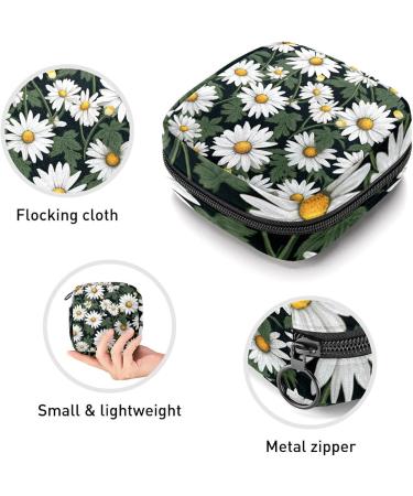 Daisies Green Leaf Sanitary Napkin Storage Bag | Menstrual Cup Pouch | Nursing Pad Holder | Portable Period Bag for Women & Teen Girls - 1Pcs, Multi-colored - Buy Online on GoSupps.com