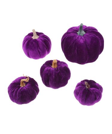 DECHOUS 5pcs Flannel Foam Pumpkin Small Artificial Lifelike Pumpkins Fall Party Decorations Faux Pumpkin Halloween False Pumpkin Halloween Jack o Pumpkin Fall Pumpkin Crafts Autumn Purple Purple 14X12.5X12.5CM