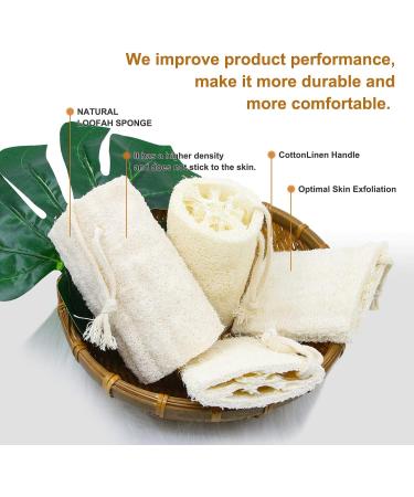 UOPTY Natural Loofah Bath Sponge Set - Exfoliating Body Luffa for Clean Skin - Kitchen Scrubbing Sponge - 4 Pcs, White - Buy Online on GoSupps.com