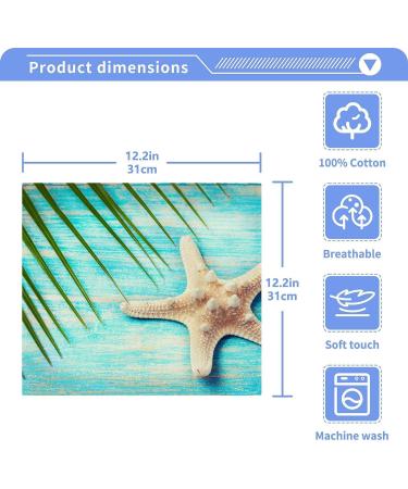 SUABO Soft Cotton Bath Washcloths Set | Starfish Palm Tree Design | Absorbent & Quick Drying | 6-Pack - Buy Online on GoSupps.com