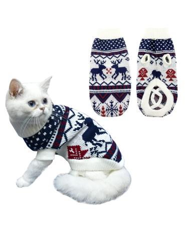 Vehomy Christmas Dog Sweater Xmas Dog Cat Winter Clothes Xmas Kitten Turtleneck Pullover Knitwear with Christmas Tree Reindeers Snowflakes Pattern Puppy Warm Sweater for Kittens Small Dogs Medium