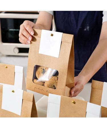Pack Of 50 Practical Paper Bags Cookie Package Bag With Window Convenient Packaging Bag For Baking Food Parties Supplies White - Buy Online on GoSupps.com