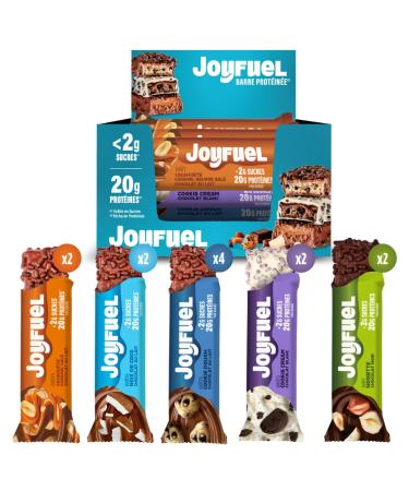 JOYFUEL Variegated box of 12 protein bars of 55 g. Discover the collection of JOYFUEL milk chocolate bars, black or white 