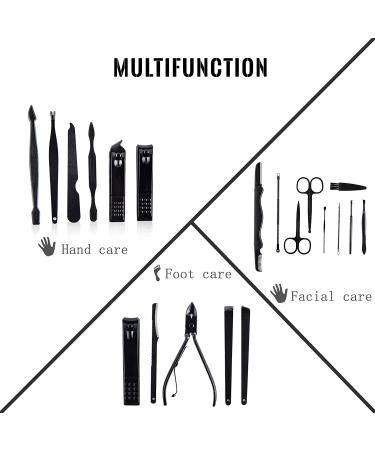 HC STAR 20 in 1 Manicure Set - Stainless Steel Nail Clippers Kit with Cuticle Scissors and Black Leather Case - Buy Online on GoSupps.com