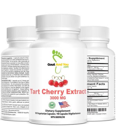 Tart Cherry Extract - 3000 mg Per Serving - 90 Capsules Gluten-Free