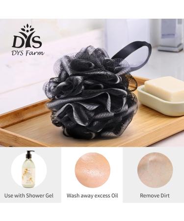 Exfoliating Bath Puffs Shower Loofah Sponge - Large Mesh Body Poufs for Men and Women - Soft and Gentle Skin Exfoliation - 3 Pack XL 75g - Black - Buy Online on GoSupps.com