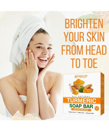 Natural Turmeric Soap Bar - Brightening Face & Body Cleanser for Dark Spots Acne Scars - 5oz Skin Care Solution - Buy Online on GoSupps.com
