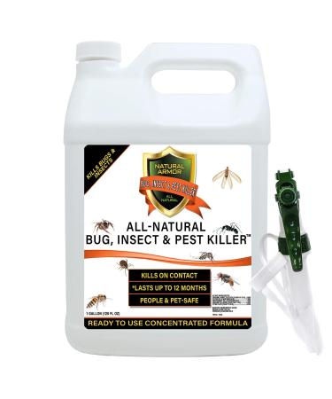 Natural Bug, Insect & Pest Killer & Control Including Fleas, Ticks, Ants, Spiders, Bed Bugs, Dust Mites, Roaches and More for Indoor and Outdoor Use, 128 Oz Gallon 128 Fl Oz (Pack of 1) Trigger Sprayer