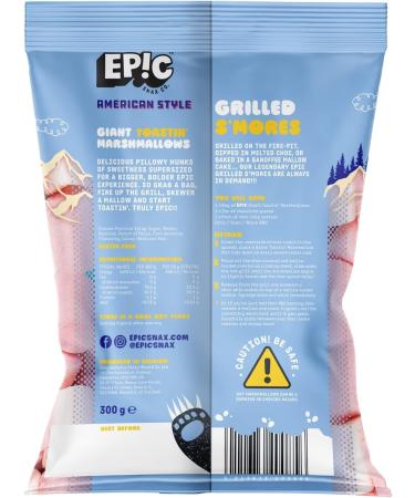 Giant American Style Toastin' Marshmallows Extra Large Mega Marshmallow | Extra Tasty & Extra Fluffy | Perfect for Barbeque & Bonfire Roast 800g Jumbo Size of Delicious Squishy Mellows | Sold by EPL - Buy Online on GoSupps.com