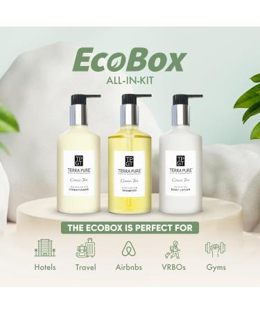 Buy Terra Pure 15-Piece Ecobox All-In-Kit | Green Tea Soap Shampoo & Conditioner Set | Bulk Hotel Toiletries & Personal Care Products - Buy Online on GoSupps.com