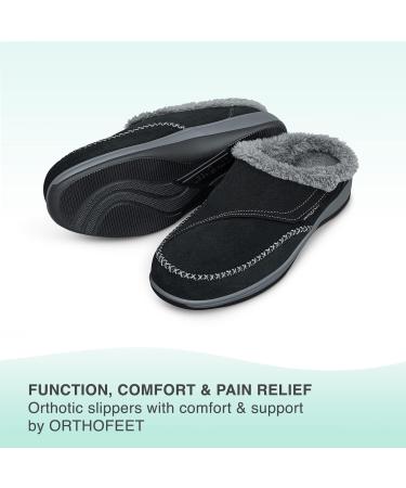 Orthofeet Charlotte 7 Black Orthopedic Slippers for Women - Plantar Fasciitis Relief & Arch Support - Buy Online on GoSupps.com