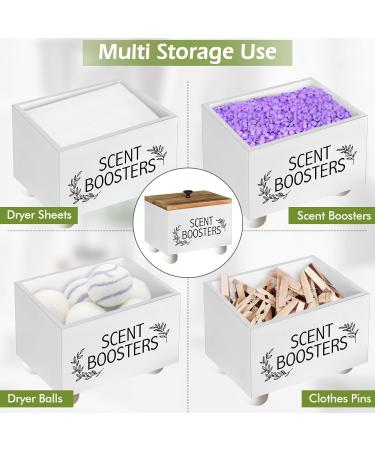 White Wood Laundry Pods Holder Dryer Sheets Fabric Softener Dispenser - Buy Online on GoSupps.com