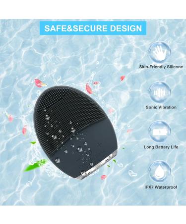 Silicone Ultrasonic Vibrating Facial Cleansing Brush & Face Massager - Rechargeable & Waterproof Electric Exfoliator for Anti-Aging (Gray) - Buy Online on GoSupps.com