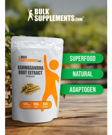 BulkSupplements.com Ashwagandha Root Extract Powder - Ashwagandha Supplement Ashwagandha Powder - from Ashwagandha Root - Vegan & Gluten Free 600mg per Serving 500g (1.1 lbs) (Pack of 1) - Buy Online on GoSupps.com