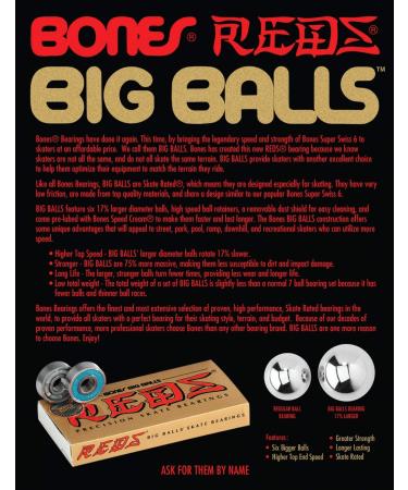 Bones Big Balls Reds Skateboard Bearings 8 Pack - Smooth and Durable Performance - Buy Online on GoSupps.com