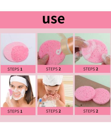 60 Pack Compressed Face Sponges - Washable Cellulose Facial Makeup Remover (Pink & Yellow) - International Shipping Available - Buy Online on GoSupps.com