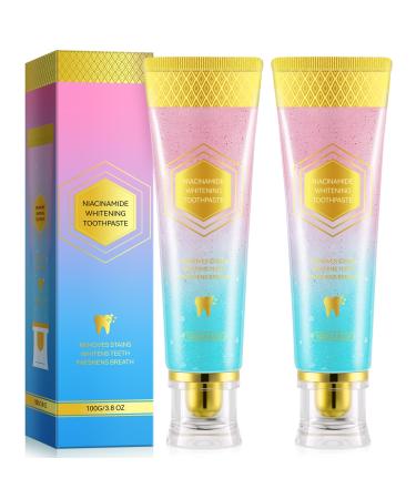 Niacinamide Whitening Toothpaste 2Pcs Niacinamide Intensive Toothpaste Fresh Breath Remove Tooth Stains Protects Tooth Enamel and Freshens Breath for Sensitive Teeth 7.6 Oz
