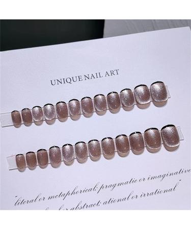 Press on Nails Short Fake Nails 24Pcs Shiny False fingernail with Self-Adhesive Jelly Nail Glue Tabs Press On False Nails - Buy Online on GoSupps.com