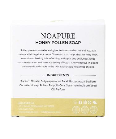 NOA PURE Natural Honey Pollen Bar Soap - Vegan Cold Pressed Moisturizing Soap with Essential Oils for Face Hand & Body - All Natural Ingredients - Buy Online on GoSupps.com