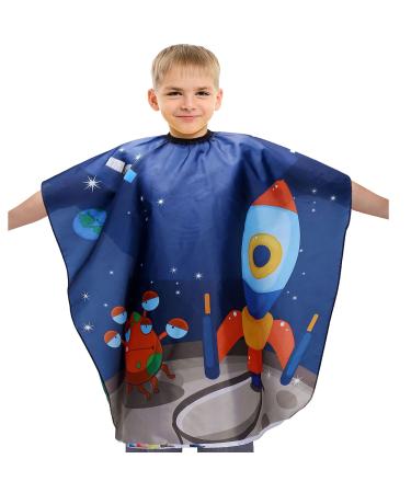 Aethland Kids Haircut Cape, Hair Cutting Cape for Kids & Adults - Professional Waterproof Barber Cape Salon Cape Cloak for Hair Stylist (Space Rocket) #01 Space Rocket